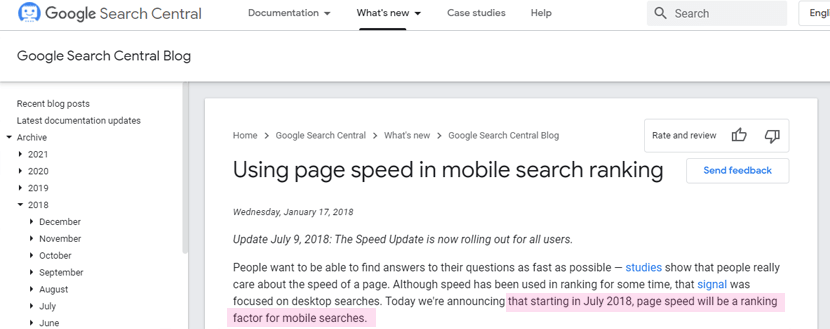 سرعت لود سایت یک فاکتور مهم رتبه بندی سایت ها در سئو برای گوگل است