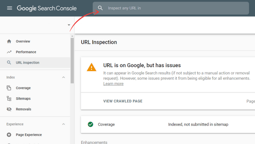استفاده از قابلیت url inspect در گوگل سرچ کنسول
